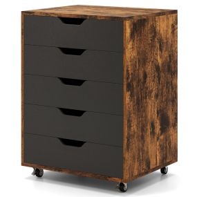 Cajonera Organizador con 5 Cajones Cajonera para Documentos con Ruedas Mesita de Noche para Casa Oficina 49 x 40 x 65 cm Marrón