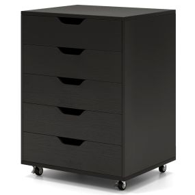 Cajonera Organizador con 5 Cajones Cajonera para Documentos con Ruedas Mesita de Noche para Casa Oficina 49 x 40 x 65 cm Negro