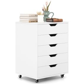 Cajonera Organizador con 5 Cajones Cajonera para Documentos con Ruedas para Casa Oficina Blanco 49 x 40 x 65 cm