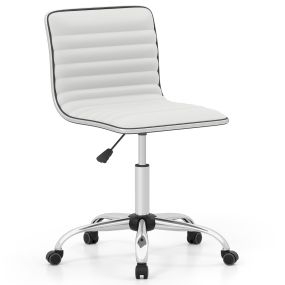 Silla de tarea giratoria con ruedas universales sin brazos blanca moderna