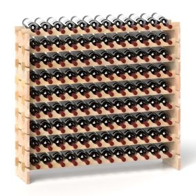 Estante Modular Apilable para 108 Botellas de Vino Estante de 9 Niveles para Suelo Expositor de Vino para Cocina Bodega Bar Natural