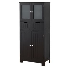 Armario de almacenamiento de piso con 4 puertas y 2 cajones 60 x 30 x 128 cm negro