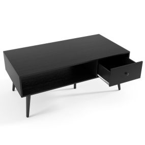 Mesa de Centro con Cajón y Compartimento Abierto Mesa de Café Mesa Auxiliar para Salón Dormitorio Recepción 109 x 55 x 39,5 cm Negro