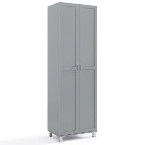 Armario Alto de Almacenamiento con Doble Puerta Estante Ajustable y Diseño Antivuelco para Cocina Sala Estar Dormitorio Gris