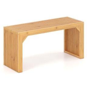 Banco de Comedor de Bambú Banco de Entrada de 36" de Largo Banco de Madera Maciza para Interior y Exterior Mobiliario Moderno Natural