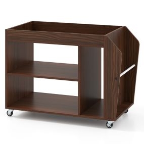 Mesa Auxiliar con Ruedas Universales Estantería de 3 Niveles de Madera para Estudio Sala de Estar 76 x 39,5 x 55 cm Nuez