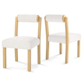 Juego de 2 Sillas de Comedor Tapizadas de Sherpa Sintética con Estructura de Madera de Caucho