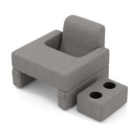 Juego de 3 Almohada de Lectura Almohadas para Regazo y Espalda con Bolsillo de Almacenamiento Portavasos para Cama Sofá Suelo Gris
