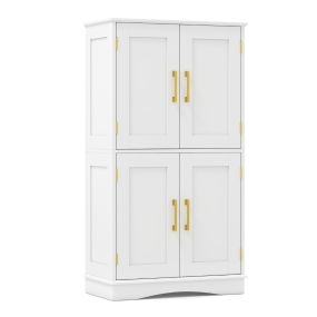 Armario de suelo para baño y cocina blanco 110 cm con 4 puertas y 2 estantes ajustables