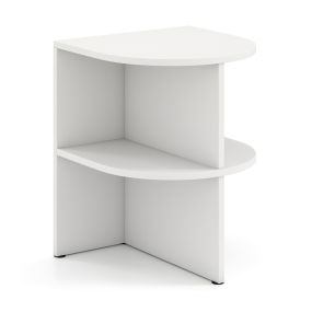 Mesa Auxiliar Semiredonda Mesita de Noche de Almacenamiento de 2 Niveles con Estantes Abiertos para Espacios Pequeños Blanco