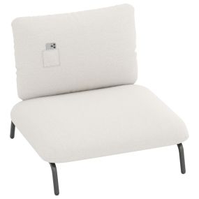 Sillón de Acento de Gran Tamaño Silla Cómoda para Salón con Asiento Extra Ancho y Profundo Bolsillo de Almacenamiento Marco Metálico Beige