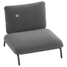Sillón de Acento de Gran Tamaño Silla Cómoda para Salón con Asiento Extra Ancho y Profundo Bolsillo de Almacenamiento Marco Metálico Gris
