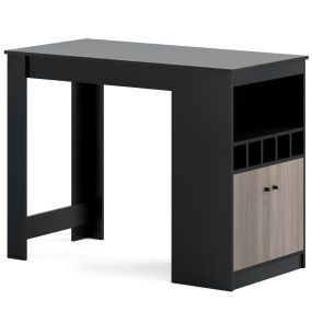 Mesa de Bar con Almacenamiento y Tablero de Veta de Madera y Estante Ajustable para Estudio Sala de Estar 120 x 60 x 91,5 cm Negro y Gris