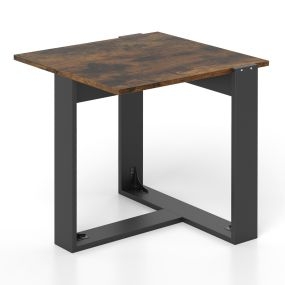 Mesa Auxiliar con Base en Forma de T para Espacios Pequeños para Estar Dormitorio 50 x 50 x 50 cm Marrón y Negro