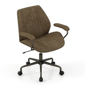 Silla de oficina regulable con reposabrazos acolchados, ruedas y base de 5 rayos, oliva