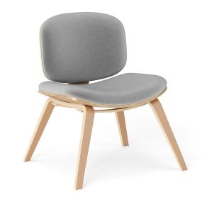 Sillón Auxiliar sin Reposabrazos con Respaldo Curvado y Asiento Acolchado Ancho para Comedor Salón Despacho 59 x 55 x 77 cm Natural
