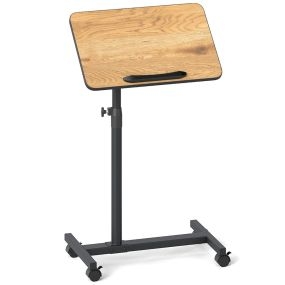 Mesa auxiliar en C ajustable con tapa inclinable y bandeja giratoria 360° marrón