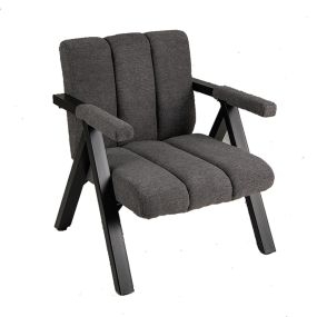 Silla de Ocio de Gran Tamaño Silla Cómoda para Leer con Estructura y Reposabrazos de Metal Sillón Moderno Gris y Negro