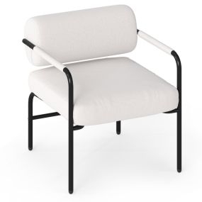 Sillón de Ocio Mueble de Interior con Reposabrazos con Respaldo Cilíndrico Cojín Acolchado Pies Ajustables 65 x 70 x 71 cm Beige