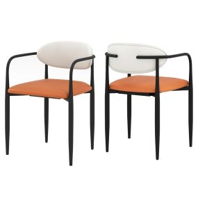 Juego de 2 Sillas de Comedor Modernas con Asiento Acolchado Respaldo Pies de Metal para Comedor Salón 54 x 54 x 77 cm Naranja