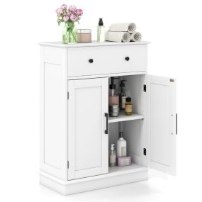 Gabinete de madera blanco con cajón grande y estantes ajustables 56 x 30 x 80 cm