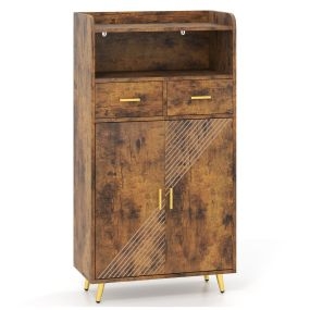 Armario de Cocina con Puertas 2 Cajones y Estante Ajustable Aparador Moderno 60 x 30 x 113 cm-Marrón