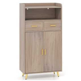 Armario de Cocina con Puertas 2 Cajones y Estante Ajustable Aparador Moderno 60 x 30 x 113 cm-Gris