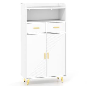 Armario de Cocina con Puertas 2 Cajones y Estante Ajustable Aparador Moderno 60 x 30 x 113 cm-Blanco
