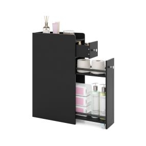 Armario de almacenamiento pequeño para baño de 4 niveles con cajones deslizantes negro