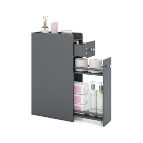 Armario de Almacenamiento Pequeño para Baño Gabinete Lateral Estrecho de 4 Niveles para Inodoro con Cajones Deslizantes Organizador Gris