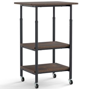 Soporte de impresora de 3 niveles con 2 alturas ajustables, ruedas bloqueables, café
