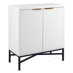 Aparador de 2 puertas con estante ajustable 5 niveles y estructura reforzada en blanco