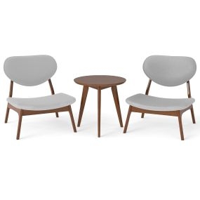 Juego de 2 Sillas Decorativas con Mesa Ayudante Sillas Tapizadas en Terciopelo de Cordero con Marco de Madera Maciza para Dormitorio Gris