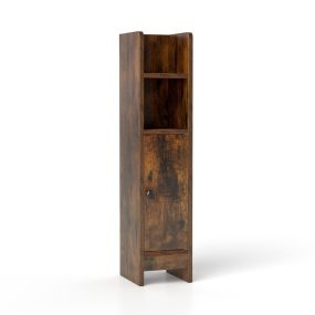Armario esquinero de suelo para baño con puerta y estantes ajustables 20 x 18 x 80 cm marrón