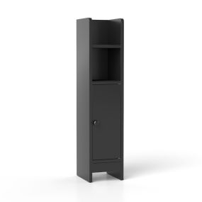 Armario esquinero de suelo para baño con puerta y estantes ajustables 20 x 18 x 80 cm negro