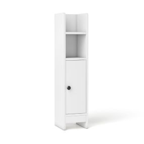 Armario esquinero de suelo para baño con puerta y estantes ajustables 20 x 18 x 80 cm blanco