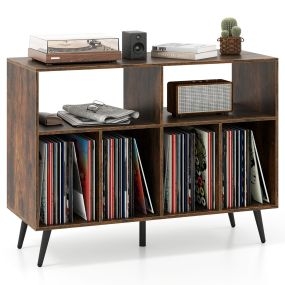 Soporte para Tocadiscos de Pie con 2 Estantes Abiertos y 4 Compartimentos para Sala de Estar Dormitorio 100 x 40 x 74,5 cm Marrón y Negro