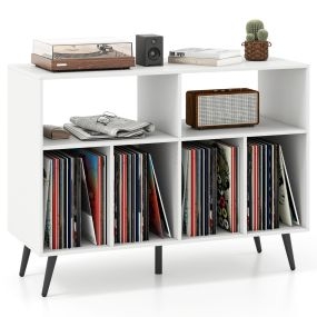Soporte para tocadiscos de pie con 2 estantes y 4 compartimentos 100 x 40 x 74,5 cm blanco