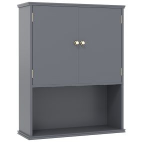 Armario de medicina de pared con 2 puertas y estante ajustable gris