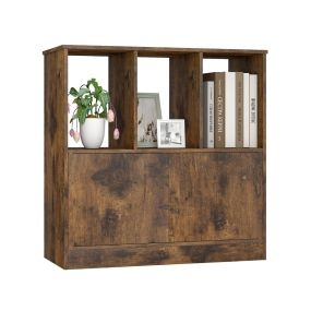 Librería de 3 Cubos con Puertas Estantería Cubica de 3 Niveles con Compartimentos Abiertos y Armario Organizador de Almacenamiento Marrón