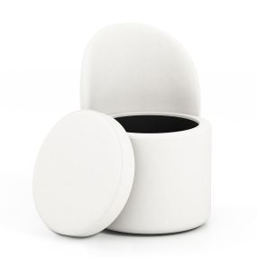 Otomana con respaldo tapizada con asiento acolchado diseño cilíndrico moderno blanco