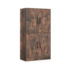 Armario de Baño 110 cm Gabinete de Almacenamiento Independiente con Puertas y Estantes Ajustables Despensa de Cocina Organizador Marrón
