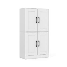 Armario de baño independiente 110 cm blanco con puertas y estantes ajustables