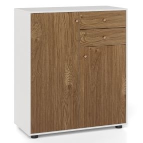 Aparador Buffet para Cocina con 2 Cajones 2 Puertas y 3 Estantes Ajustables Estilo Rústico Moderno para Comedor y Sala de Estar Natural