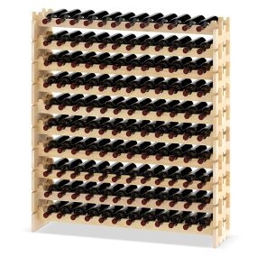 Estante para Vino de 72 Botellas Soporte Apilable de 6 Niveles con Estructura de Madera Maciza Barras de Apoyo Onduladas Estante Natural