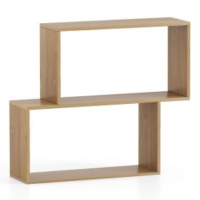 Estantería para Libros Armario de Libros de 2 Niveles con Espacio de Almacenamiento Estantería para Sala de Estar Dormitorio Natural