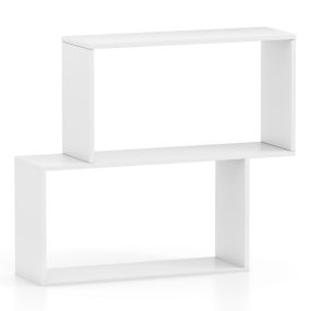Estantería para Libros Armario de Libros de 2 Niveles con Espacio de Almacenamiento Estantería para Sala de Estar Dormitorio Blanco