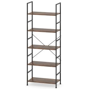 Estantería de 5 Niveles 160 cm de Altura con Estantes Industriales y Estructura Metálica Organizador de Almacenamiento Rústico Marrón