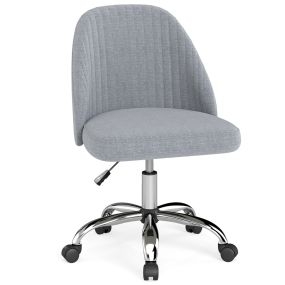 Silla de oficina moderna sin brazos, giratoria, ajustable en altura, gris