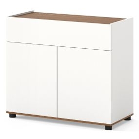 Aparador Buffet con Almacenamiento Mesa para Estación de Café de Madera con 1 Cajón y 2 Puertas Credenza Estilo Moderno Rústico Blanco